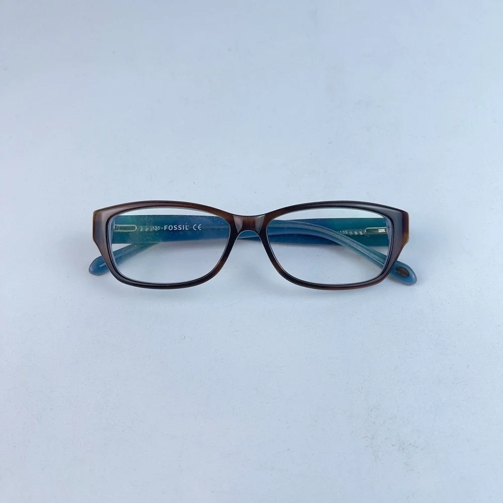 Fossil‎ Cassie 0DY1 Women Eyeglasses Brown & Blue Plastic Full Rim 52-14-135 mm
